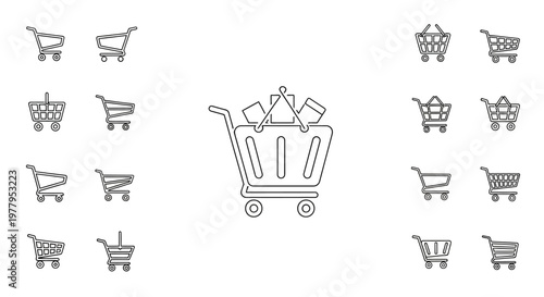 Shopping cart icon set collection.