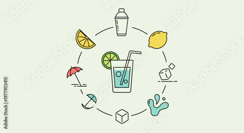 Refreshing Summer Drink with Ice Cubes.