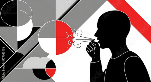 coughing person depicting disease transmission and airborne infection a public health illustration showing virus spread.