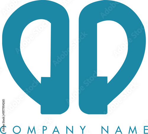 Minimalistic Abstract Initial Letter QQ Logo Design