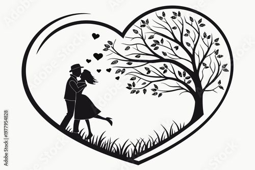 valentines day sihouette black vector