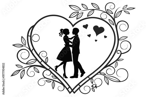 valentines day sihouette black vector