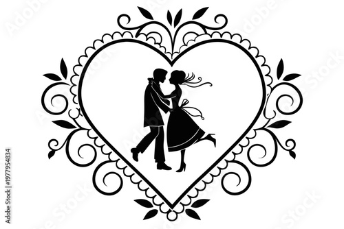 valentines day sihouette black vector