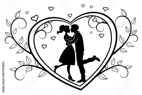 valentines day sihouette black vector