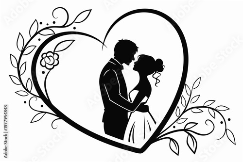 valentines day sihouette black vector