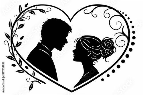valentines day sihouette black vector