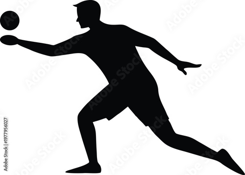 Silhouette of man playing volleyball in action, isolated on transparent background.