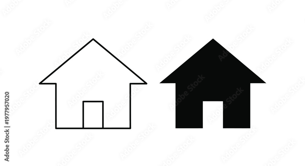 Fototapeta premium Simple vector graphic illustration of two house designs side by side