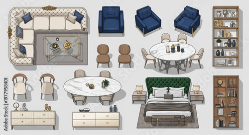 Collection of Modern Furniture for Home Interior Design.