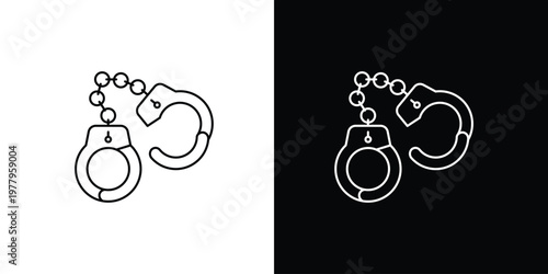 Handcuffs icon outline, symbol of justice and law enforcement, arrest and restraint