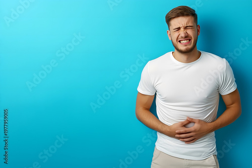 A European man suffering from abdominal discomfort.