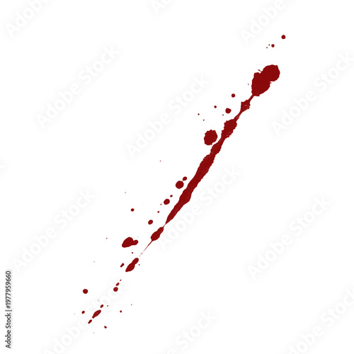 A red splatter on a black background with a diagonal streak