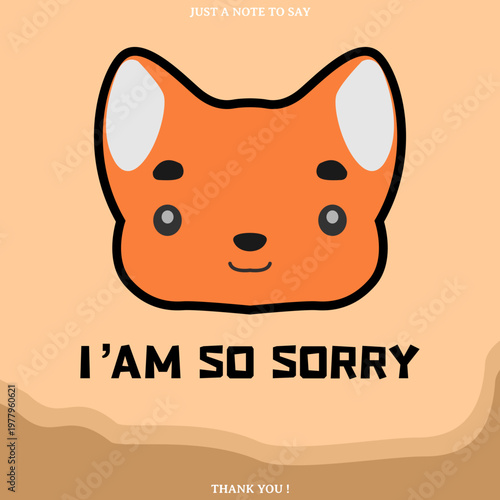 character style apology card with calm earthy colors