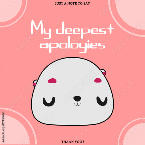corporate apology card template with cute character