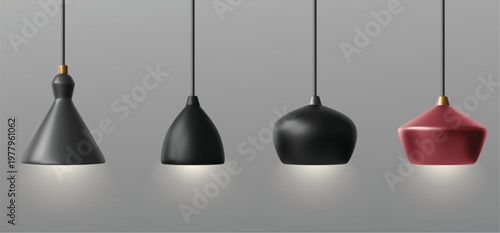 Realistic 3d ceiling lamp collection for contemporary home decor vector