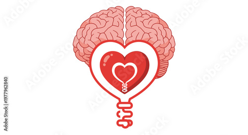 Emotional Intelligence Concept with Brain and Heart Symbol.