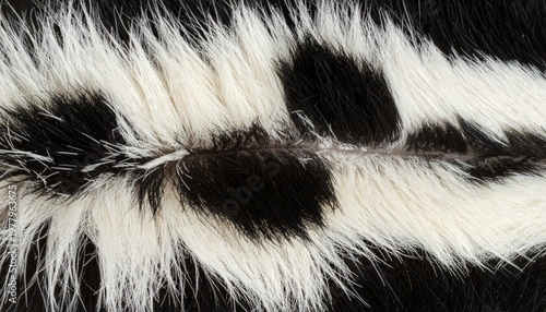 Close-up of black and white fur texture.
