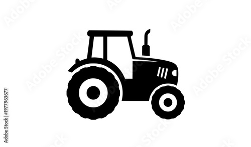Farm tractor silhouette logo vector illustration agriculture vehicle icon isolated on white background