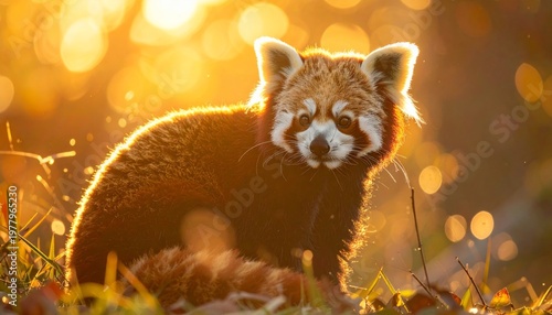 Red panda in natural habitat outdoors.