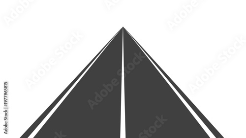 Straight asphalt road perspective leading to a horizon, minimalist flat illustration