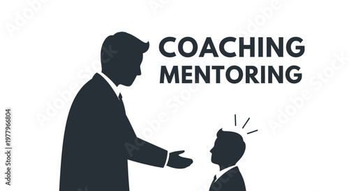 Business Coaching and Mentoring Concept with Silhouettes of Mentor and Mentee