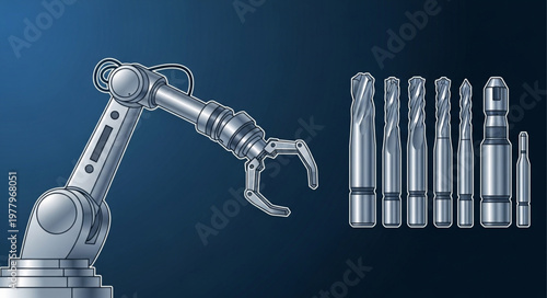 Robotic Arm and Precision Cutting Tools for Manufacturing.