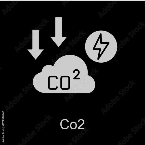 Co2 White Vector Icon On Black Background