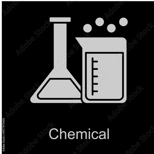 Chemical White Vector Icon On Black Background