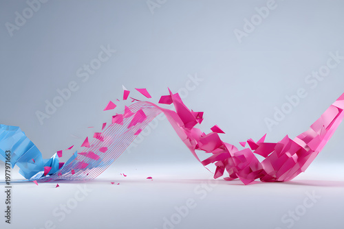 Abstract art representing deconstruction and reconstruction, transformation concept background