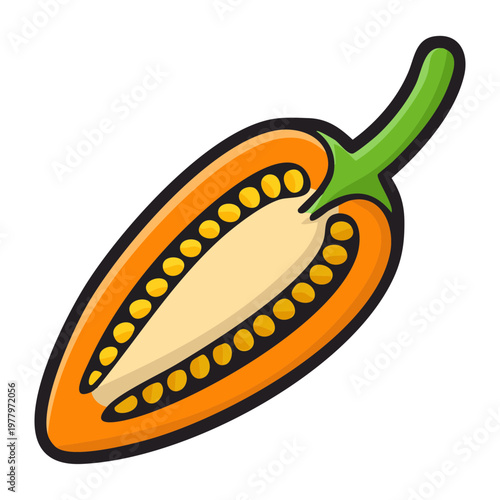 Sliced vegetable for healthy organic cooking ingredient and seasonal harvest theme for balanced daily diet and nutrition - Vector Illustration