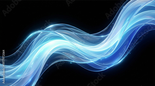 Glowing Blue Abstract Wave Background in 3D Style. A collection of vector ribbed glass texture background, reeded glass background semitransparent overlay, flow, motion, and more. HD.