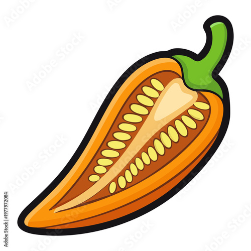 Fresh sliced pepper for healthy organic vegetable recipes and seasonal harvest theme for balanced daily diet nutrition - Vector Illustration