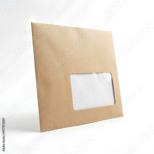 Brown paper envelope with a transparent window for mailing documents.