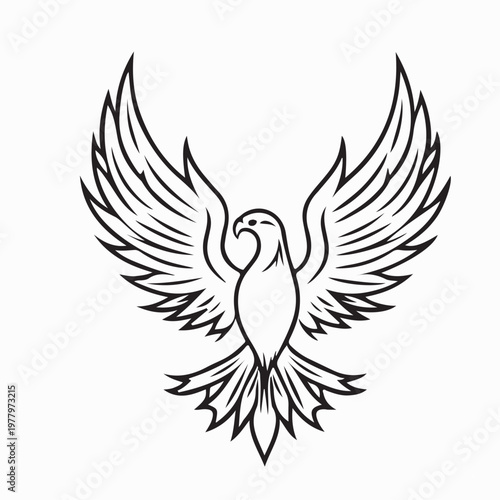 Bald Eagle Spreading Wings Logo Template On White Background