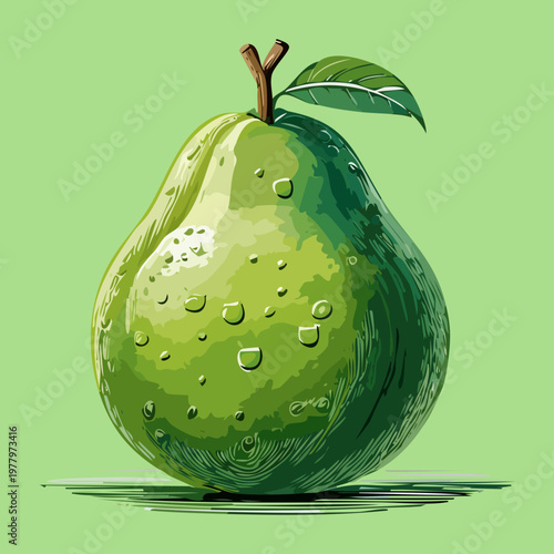 Speckled green pear for healthy autumn harvest themes and organic food market flyers and poster graphics - Vector Illustration
