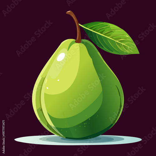 Glossy green pear fruit on dark background for premium organic food branding and healthy snack design - Vector Illustration