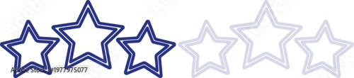 Three Blue Stars Rating Icon Isolated on White Background, Vector Graphic