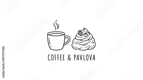 Coffee and Pavlova Dessert Logo Design