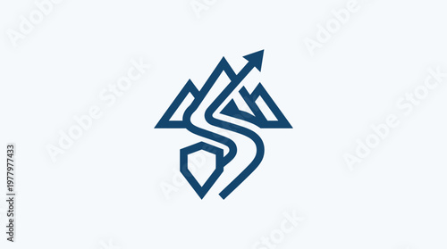 Abstract Logo of Mountain Road and Arrow