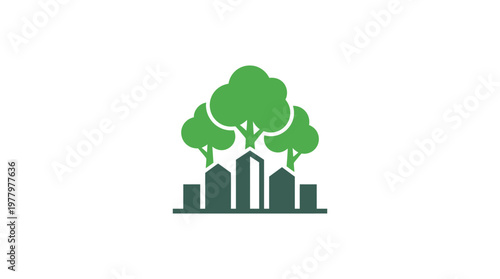 Urban Green Space Logo Cityscape with Trees