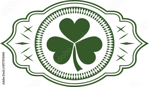 Vintage irish bank holiday label with shamrock and ribbon