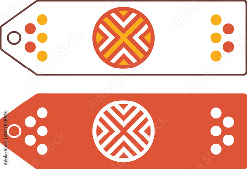Bold orange and yellow promotional tag for racial harmony day with geometric shapes