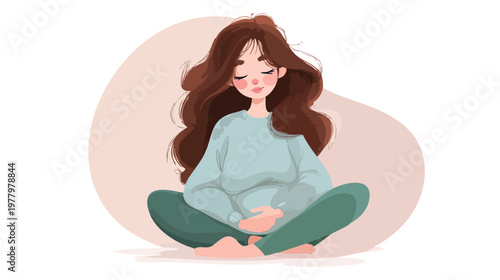 Portrait of a Cozy Woman Sitting Cross Legged.