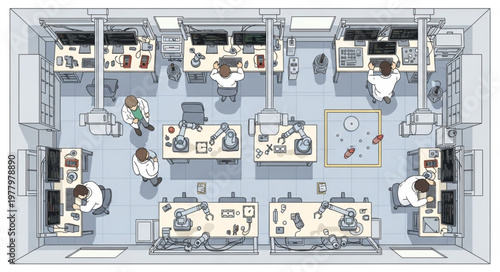 Modern Science Laboratory Research Facility Top View.