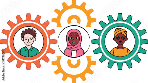 Minimal of diverse children in harmony symbols multicultural