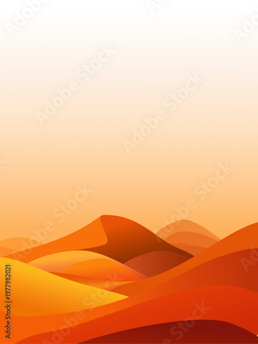 Golden desert dunes under a warm orange sky