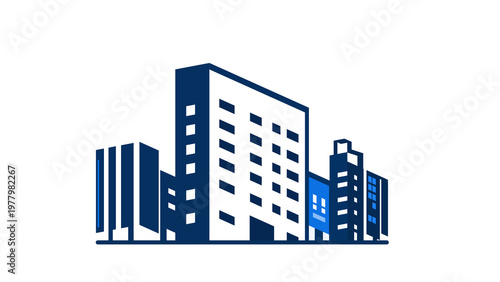 Office building icon representing business, corporate company and commercial real estate. Symbol of headquarters, enterprise, organization and urban architecture