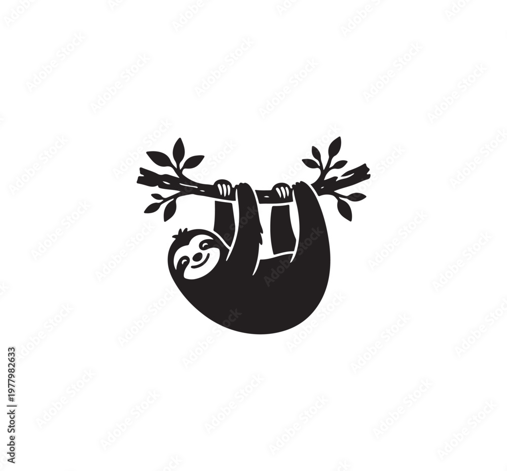 Fototapeta premium Sloth Hanging Upside Down From Branch.