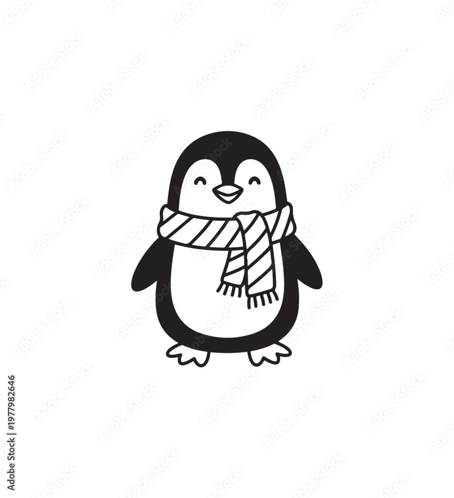 Obraz premium Cute Penguin Wearing a Scarf.