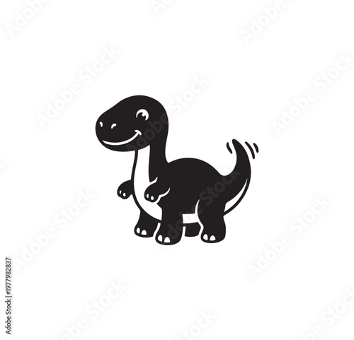 Cute cartoon dinosaur illustration for children.